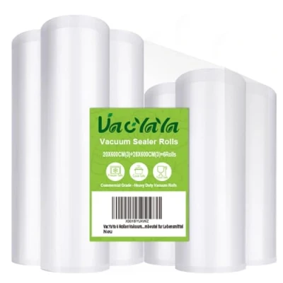 Imagen de VacYaYa 6 Rollos (3)20X600cm y (3)28X600cm Rollo Bolsas Envasar al Vaci Vacio Alimentos de Vacío Alimentos,Bolsas para Envasado Sin BPA