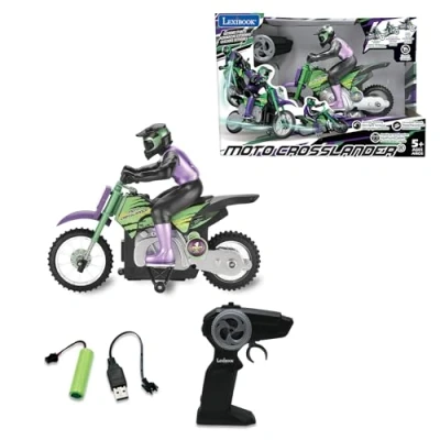 Imagen de Lexibook Motocicleta todoterreno Crosslander controlada por radio, hasta 12 km/h, equilibrio perfecto, efectos de iluminación, derivas locas, aceleración rápida, mando a distancia ergonómico, recargable, RC18