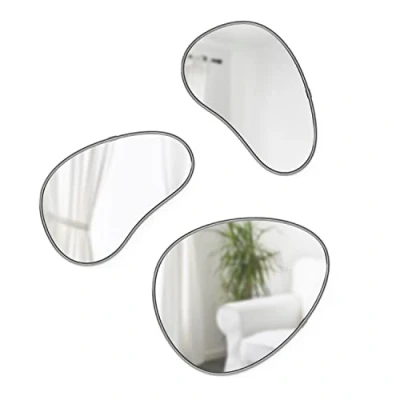 Imagen de Umbra Hubba Pebble Juego de 3 espejos decorativos, Titanio metálico