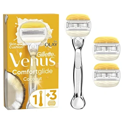 Imagen de Gillette Venus Comfortglide Coconut Con Olay Maquinilla De Depilación Para Mujer + 2 Cuchillas Recambio, 5 Hojas Una Suave, Apurada Y Duradera (el embalaje puede variar)