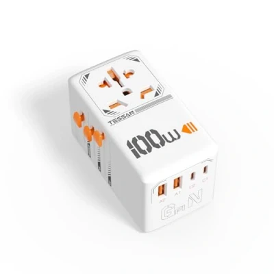 Imagen de TESSAN 100W GAN Adaptador de Viaje con USB C, Cargador C Carga Rápida, Universal Enchufe 2 A, pour UK, USA, Australia Tailandia