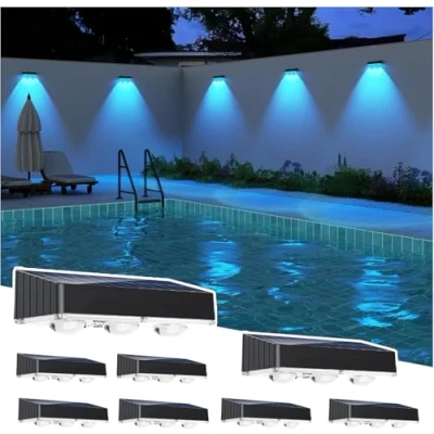 Imagen de SENDALE Luces Solares Led Exterior Jardin, 8 Piezas Luz Solar Exterior,12 Modos IP65 Impermeable Focos Solares,Aplique Exteriorpara Patio Terraza,Blanco Cálido Cambio de Color