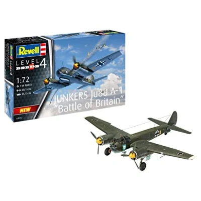 Imagen de Revell Junkers Ju88 A 1 Battle of Brita Britain Kit Modello, Color Plateado, Mittel (04972)