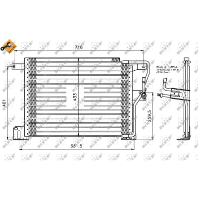 Imagen de NRF EASY FIT 35221 Condensador con junta anular 14,2 14,3 Aluminio 550