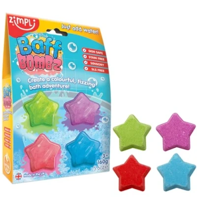 Imagen de Zimpli Kids Juego de 4 bombas baño burbujas naturales hechas a mano para niños, regalos cumpleaños niños y niñas, juguete baño, kit fabricación