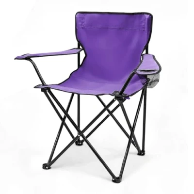 Imagen de Spetebo Silla plegable de camping con soporte para bebidas, color lila bolsa transporte festival, ocio, jardín, pescador, soporta hasta 100 kg