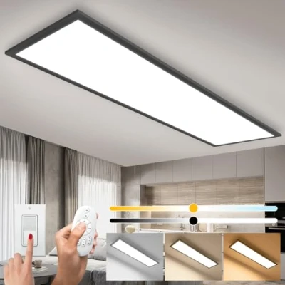 Imagen de Lámpara de Techo LED Regulable 100x25 cm, 28 W con Función Memoria mando a distancia, Panel Luz Alto Brillo 2700K 6500K para Garaje Sala Estar Cocina Oficina