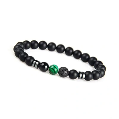 Imagen de GD GOOD.designs EST. 2015 pulsera de cuentas chakra piedra natural ónix, bolas con jaspe para Hombre, Verde Marmol, 16 centimetros