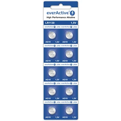 Imagen de everActive AG10 G10 LR1130 LR54 1.5V 70mAh Button Cell Battery 1x Blister