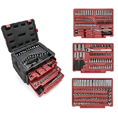 Imagen de WORKPRO 450 piezas Juego de Llaves Vaso, Caja Herramientas, con Llave Trinquete Liberación Rápida, Vasos para Reparación Automóviles