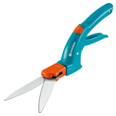 Imagen de GARDENA Tijeras cortacésped Classic: de jardinería azul, naranja, orientables, rotable 360, directo al suelo, recubierta antihaderente (8731 30)