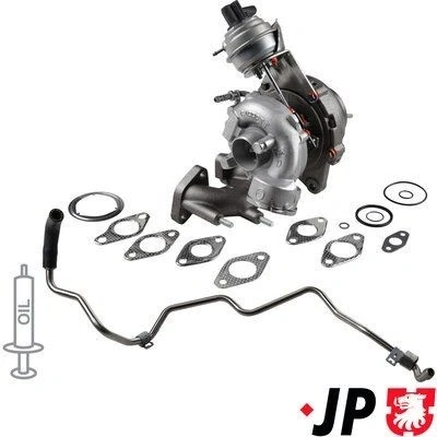 Imagen de JP GROUP 1117800910 Turbocompresor de gases escape incl. kit juntas, con tubería entrada aceite VOLKSWAGEN: Golf 5, Touran I