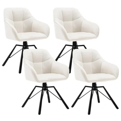Imagen de WOLTU 4X Sillas de Comedor Giratorias Cocina Tapizadas en Terciopelo Suave Ergonomicas con Respaldo y Brazos para Salón Dormitorio Patas Metal, Crema, BH365cm 4