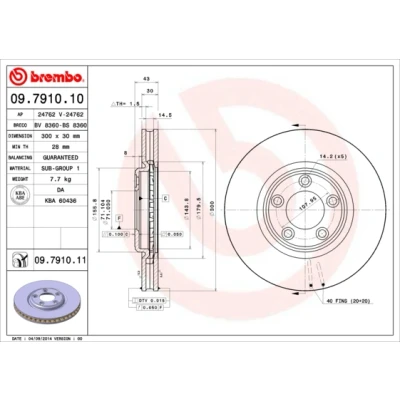 Imagen de BREMBO COATED DISC LINE 09.7910.11 Disco de freno 300 30 5 ventilación interna revestido JAGUAR: S Type