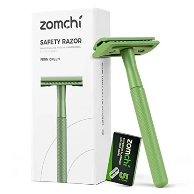 Imagen de ZOMCHI Maquinilla de afeitar metal Afeitadora Manual para mujer y Hombre clasica con 5 cuchillas Se adapta a todas las maquinillas doble filo Verde