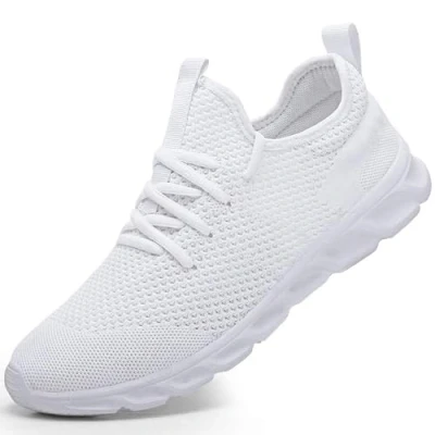 Imagen de Zapatillas de Running para Hombre Casual Tenis Asfalto Zapatos Deporte Fitness Gym Correr Gimnasio Deportives Transpirables Seguridad Atlético Trekking Bambas Plataform Sneakers Blanco 46 EU