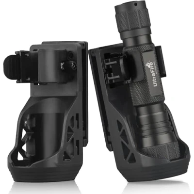 Imagen de UltraFire W66 Funda táctica para linterna, 2 unidades, soporte giratorio cinturón, con sistema de cierre lateral palanca, linternas 0,9 a 1,2 pulgadas diámetro