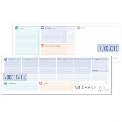 Imagen de Häfft® planificador semanal horizontal sin fecha fija &quot;Office Life&quot;, 50 hojas, con lista de tareas, objetivos y más, respetuoso el clima sostenible
