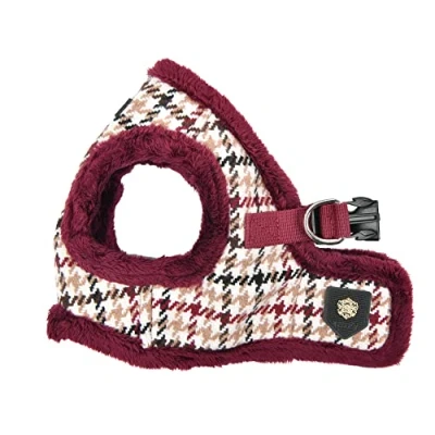 Imagen de Puppia, Kent, Chaleco con arnés para perro, diseño cálido invierno perros pequeños y medianos, Pata de gallo, Vino tinto, L