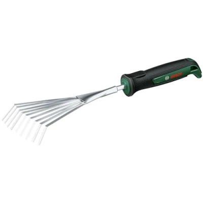 Imagen de Bosch rastrillo de mano para jardín (para rastrillar restos jardín, robusto, acero inoxidable, mango engomado, diseño ergonómico)