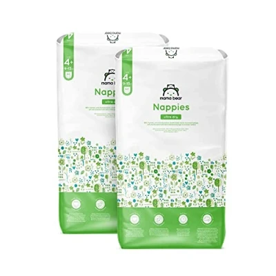 Imagen de Marca Amazon Mama Bear Pañales ultra secos, Talla 4+ (9 15 kg), Con canales, Blanco, 160 Unidad (2 Paquetes de 80) Nueva versión