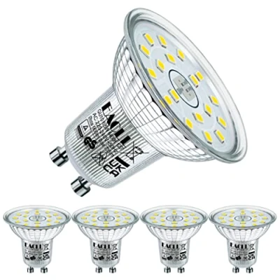 Imagen de EACLL Bombillas LED GU10 Blanco Frio 6.5W Equivalente 100W Halógena, 6400K 735 Lúmenes 120 Spotlight, Focos Sin Parpadeo AC 230V, Lámpara Reflectora no Regulable, Pack de 4