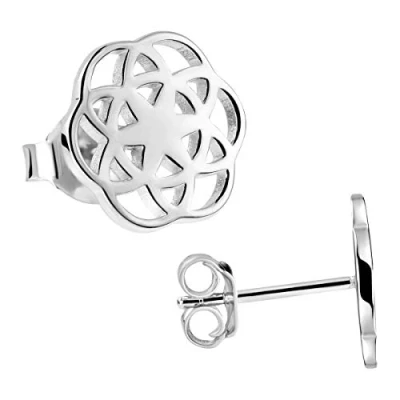 Imagen de MATERIA by Matthias Wagner Pendientes planos de Plata 925 para mujer, diseño mandala, flor la vida, 10 mm, redondos, ley, Sin piedra preciosa