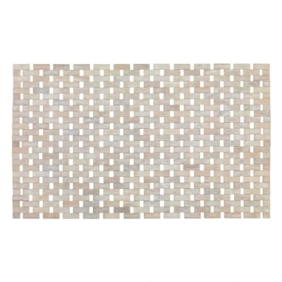 Imagen de Wenko Alfombra para bañera Bamboo Blanco, 50 x 80 cm Parte Inferior Antideslizante Blanco