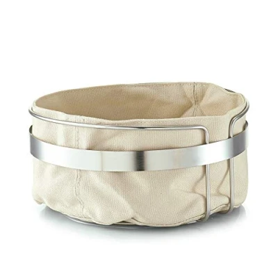 Imagen de Zeller 27248 Cesta de Pan con Bolsa, Metal/algodón, Beige, 22 x 10,8 cm, algodón, 10.8 cm