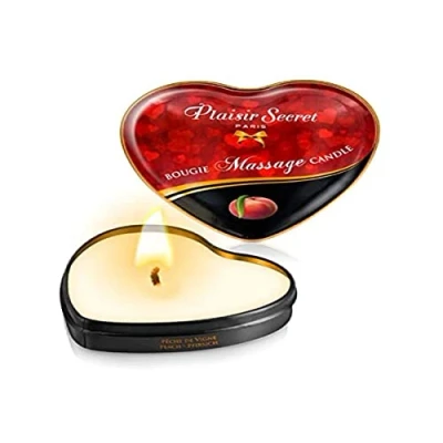 Imagen de LOVERSpack Vela Masaje Erótico Comestible y Afrodisíaca con Aroma Melocotón 35 ml. En lata forma de corazón Plaisirs Secrets Paris (CC826069)
