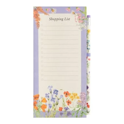 Imagen de Grupo Erik, notas magnéticas Botanical Wild Flowers, Blog de magnético con lápiz, Lista compra nevera, Bloc Material papelería