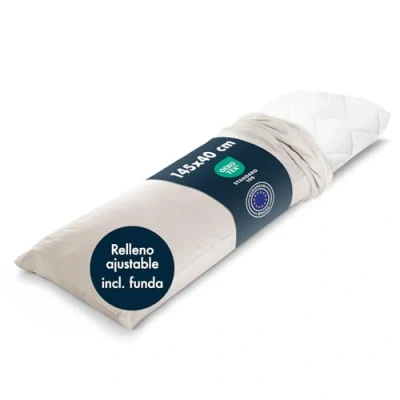 Imagen de Blumtal Almohada para Dormir de Lado 40 x 145 + Funda certificada Oeko Tex Embarazada con Relleno Regulable Grande Larga abrazar