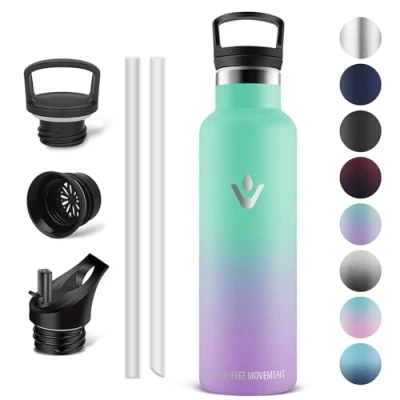 Imagen de Vikaster Cantimplora acero inoxidable, 0.75l Water bottle, Botella termo, Mantener 12H Caliente/24 Frío, Bottle Sin BPA, para Deporte, Viaje, Escuela, Exterior, Oficina, Hogar.