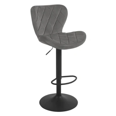 Imagen de WOLTU Taburete de Bar, Silla Bar Altura Regulable, Cocina Giratorio, con Respaldo y Reposapiés, Barra Bistro, Terciopelo, Gris Oscuro, BH419dgr 1