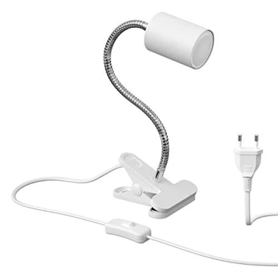 Imagen de ledscom.de lámpara de pinza WAIKA con cuello cisne e interruptor blanco mate, incl. LED GU10 (blanco cálido, 4.914W, 450lm, 100)