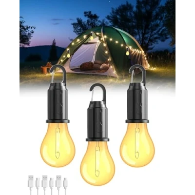Imagen de Lámpara Camping Recargable, Linterna de Portátil LED Bombilla con 3 Modos Iluminación, Luz Emergencia para Tienda Campaña Pesca Senderismo, PCS