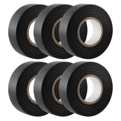 Imagen de GTSE Cinta aislante negra de 19 mm x 20 m para instalaciones eléctricas Autoadhesiva y resistente proteger, agrupar reparar cables 6 Rollos