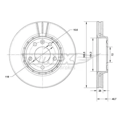 Imagen de TOMEX brakes Disco de freno RENAULT: TRAFIC 2 Kasten, Bus, 2, OPEL: Vivaro A Furgón, Combi TX 70 27 4020600QAE,4020600QAF