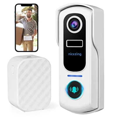 Imagen de nicezing 2K Timbre con Camara Exterior, Videoportero Inalámbrico Exterior Impermeable, Detección Humana PIR, Alerta un Clic, Visión Nocturna, Audio Bidireccional, Ip67, SD/en La Nube