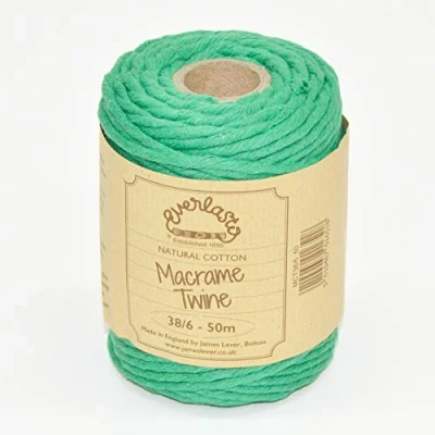 Imagen de Everlasto Hilo de macramé, Algodón, Verde Esmeralda, 4 mm, 50