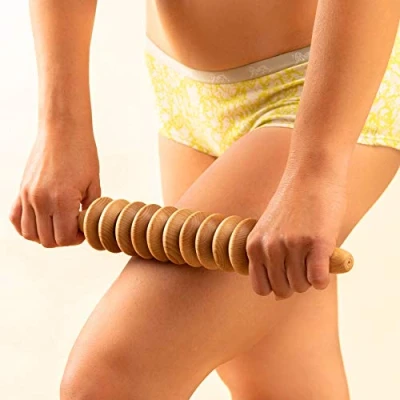 Imagen de Tuuli Accessories Anti Celulitis Masajeador de Disco Rodillo Aparato Anticelulítico para Masaje del Cuerpo Maderoterapia Madera 40 cm