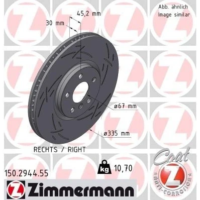 Imagen de ZIMMERMANN 150.2944.55 Disco de freno 335 30 6/5 5 112 ventilación interna, ranurado revestido altamente carbonizado MINI: Countryman, Hatchback