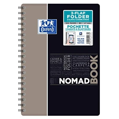 Imagen de Oxford 400100862 Nomadbook Cuaderno espiral estudiantes 17,6 x 25 cm camisa integrada 160 páginas a rayas, 7 mm Polypro colores aleatorios