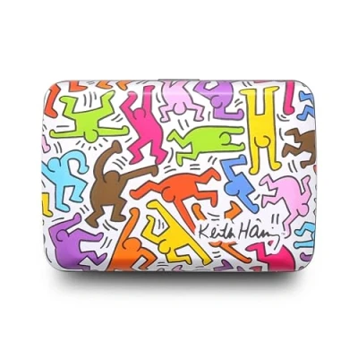 Imagen de OGON Cartera de Aluminio Smart Case V2 Fácil Almacenamiento Tarjetero Protección RFID Capacidad 10 Tarjetas y Billetes (Impresión Keith Haring Color)