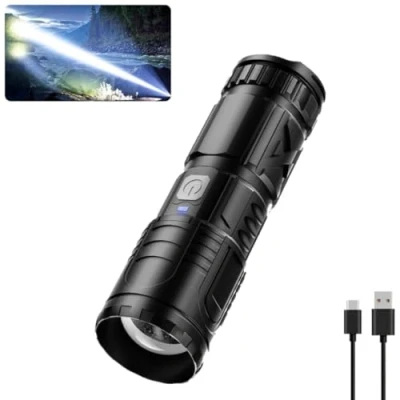 Imagen de Powerful Flashlight,Rechargeable Flashlights High Lumens USB C,Portable Waterproof Handheld Zoomable Flashlights,3 Lighting Modes,LED Bright Flashlight for Camping, Hiking, Emergency.