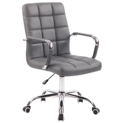 Imagen de CLP Silla De Escritorio Deli en Cuero Sintético Ejecutiva Giratoria &amp; Regulable Altura I Oficina con Ruedas, Color:Gris