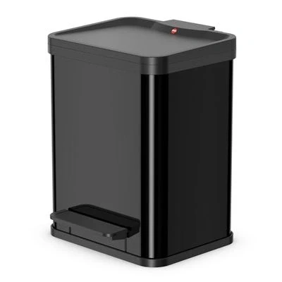 Imagen de Hailo Öko Duo Plus 22 Cubo de Basura, Metal, Negro, 36 x 33 45 cm