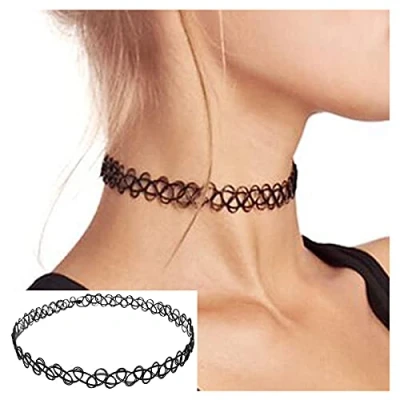 Imagen de Yheakne Collar de gargantilla corto elástico los años 90, estilo retro, henna, punk, joya para mujeres y adolescentes