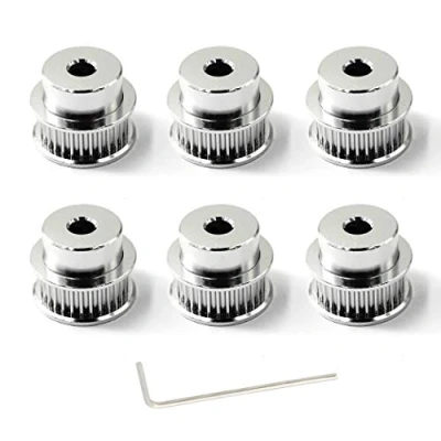 Imagen de polea dentada 30 dientes diámetro 5mm ancho de la correa 6mm para impresora 3d(Pack of 6,llave incluida)