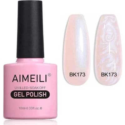 Imagen de AIMEILI Gel de concha perla Esmalte uñas Brillo dibujo sirena Semipermanente Soak Off UV LED Polish Champán (173) 10ml